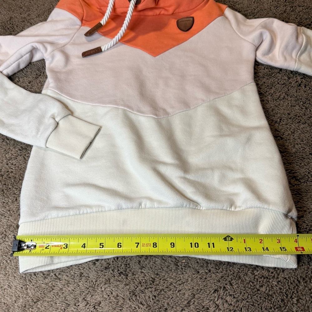 Wanakome Orange and White Funnel Neck Pullover Sweater - Picture 10 of 16